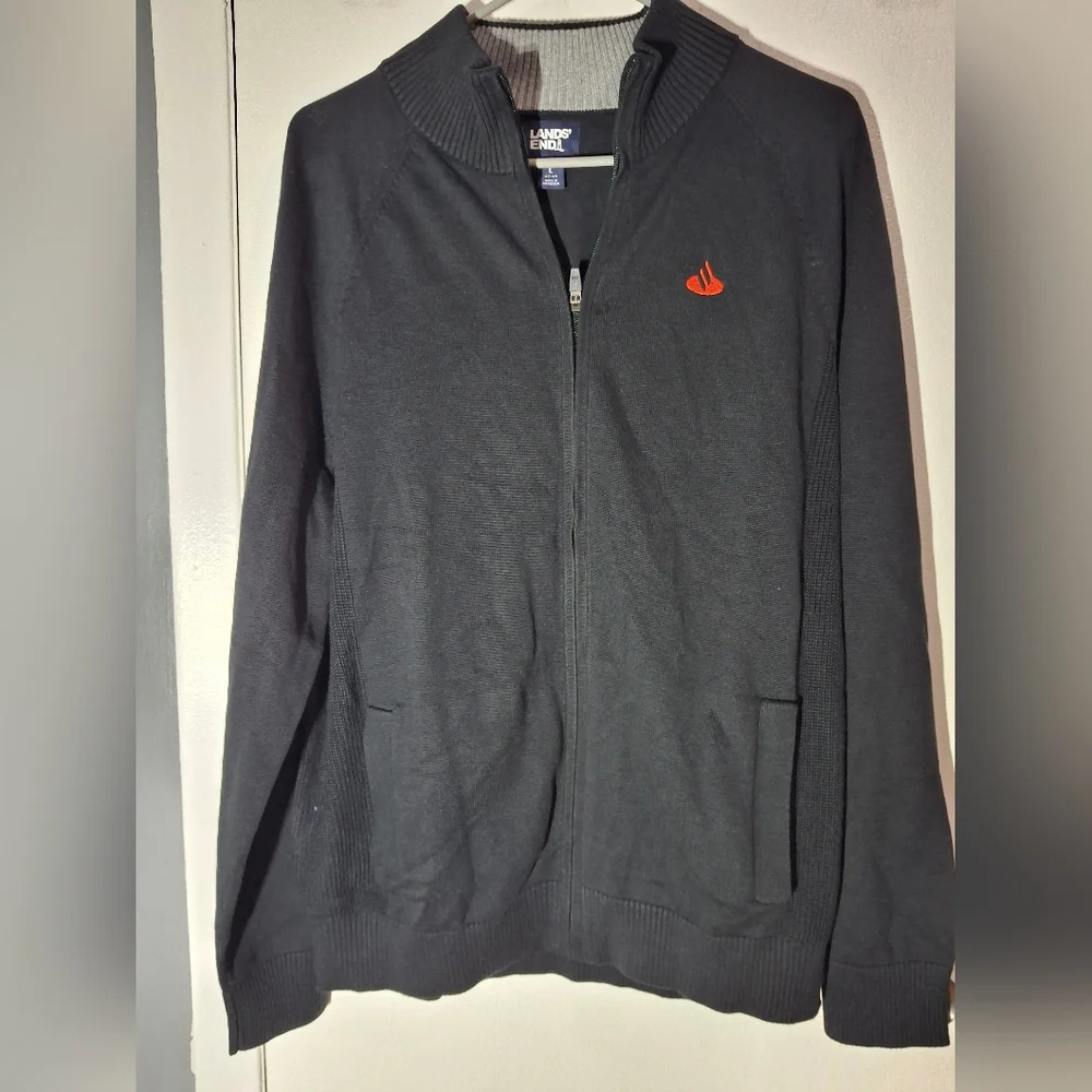 Lands' End Black Zip-Up Sweater